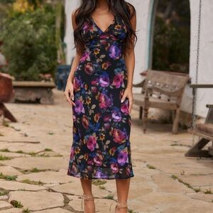 Lillian Black Floral Printed Maxi Dress